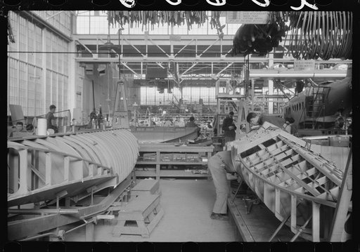 Pontoon construction at the Vought-Sikorsky Aircraft Corporation, Stratford, Connecticut