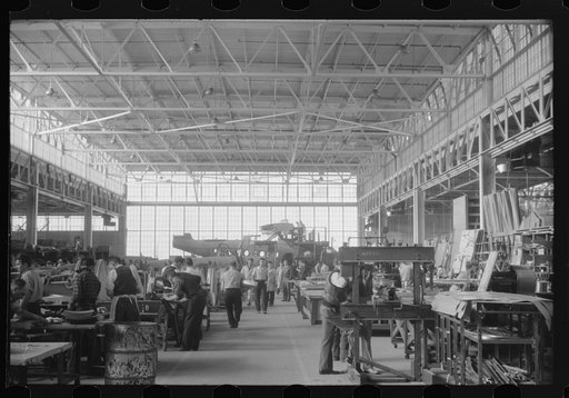 General view of one of the factory floors of the Vought-Sikorsky Aircraft Corporation, Stratford, Connecticut