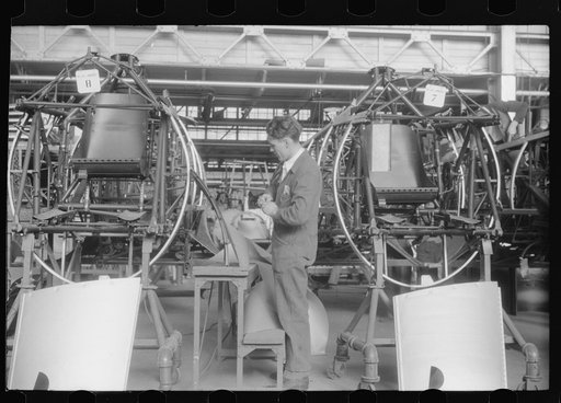 Working on the fuselage assembly at the Vought-Sikorsky Aircraft Corporation, Stratford, Connecticut