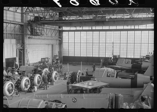 The assembly floor of the Vought-Sikorsky Aircraft Corporation, Stratford, Connecticut