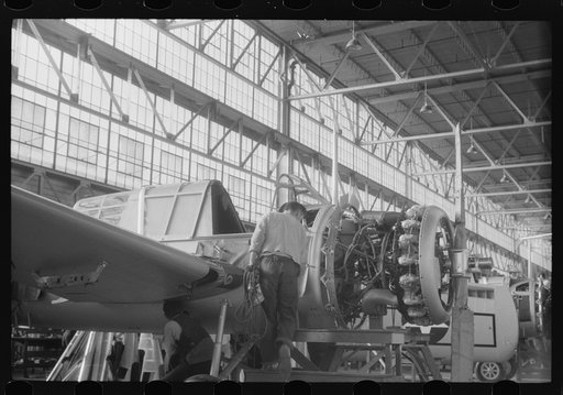 On the assembly line in the Vought-Sikorsky Aircraft Corporation, Stratford, Connecticut