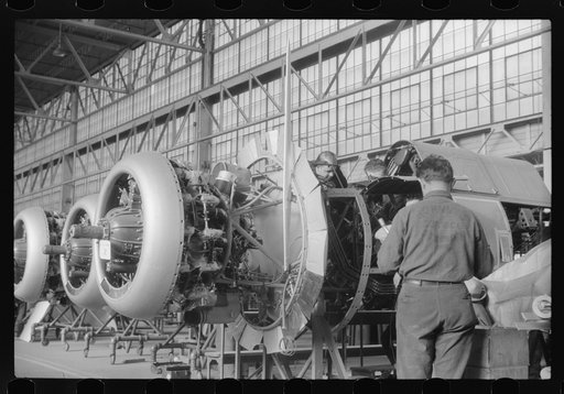 On the assembly line in the Vought-Sikorsky Aircraft Corporation, Stratford, Connecticut