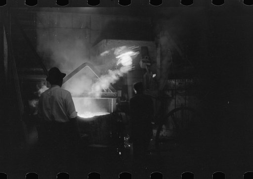 Untitled photo, possibly related to: Tapping a furnace in the foundry of the Farrell-Binmingham Company, Ansonia, Connecticut