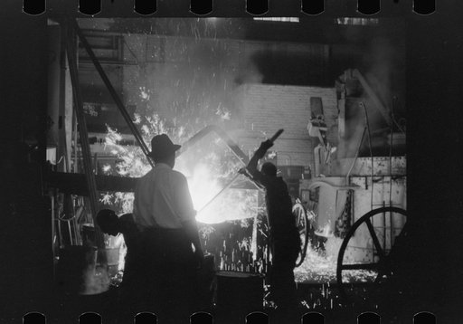 Tapping a furnace in the foundry of the Farrell-Binmingham Company, Ansonia, Connecticut