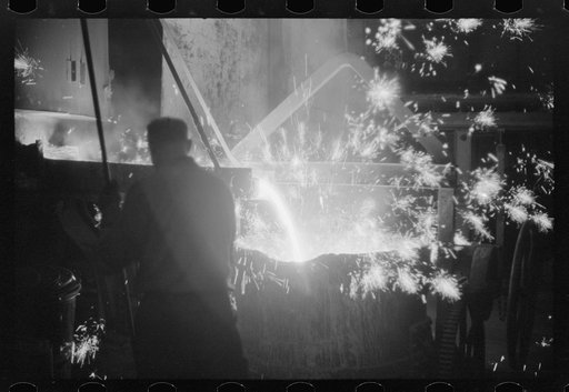 Untitled photo, possibly related to: Tapping a furnace at the foundry of the Farrell-Binmingham Company, Ansonia, Connecticut