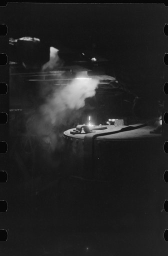 Untitled photo, possibly related to: Tapping a furnace at the foundry of the Farrell-Binmingham Company, Ansonia, Connecticut