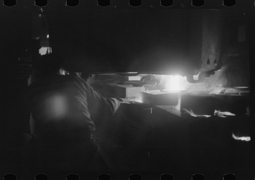 Untitled photo, possibly related to: Tapping a furnace at the foundry of the Farrell-Binmingham Company, Ansonia, Connecticut