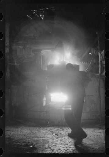 Untitled photo, possibly related to: At the electric furnace in the foundry at the Farrell-Birmingham Company, Ansonia, Connecticut
