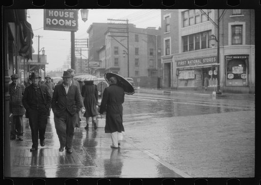 Street scene on a rainy day in Norwich, Connecticut