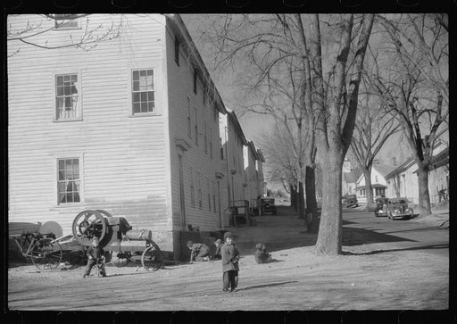 Untitled photo, possibly related to: Children playing in the street in the mill town of Occum, Connecticut