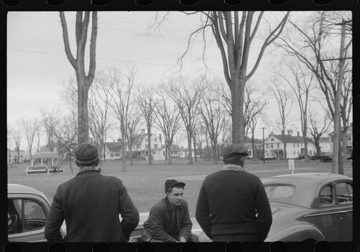 Untitled photo, possibly related to: Men in front of the Colchester green, Colchester, Connecticut