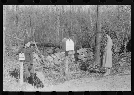 Untitled photo, possibly related to: Waiting at a crossroads in Ledyard, Connecticut for the mail carrier. Little boy is a member of the Crouch family