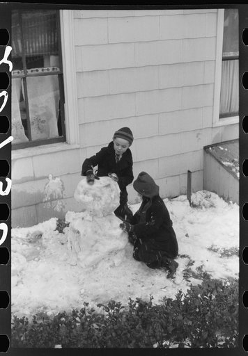 Untitled photo, possibly related to: Children playing in snow in Norwich, Connecticut