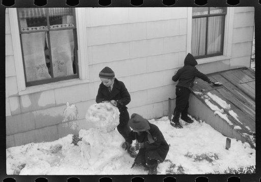 Untitled photo, possibly related to: Children playing in snow in Norwich, Connecticut