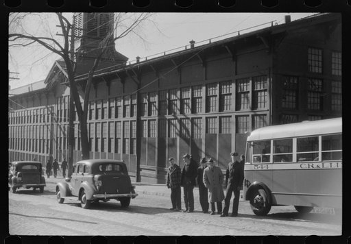 Untitled photo, possibly related to: Workers coming out of the Farrell Birmingham Foundry. Ansonia, Connecticut