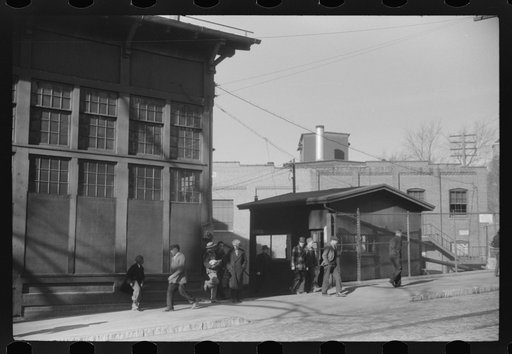 Untitled photo, possibly related to: Workers coming out of the Farrell Birmingham Foundry. Ansonia, Connecticut
