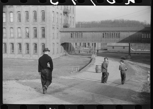 Untitled photo, possibly related to: At the change of the shift at the Penomah Mills Inc., Taftville, Connecticut