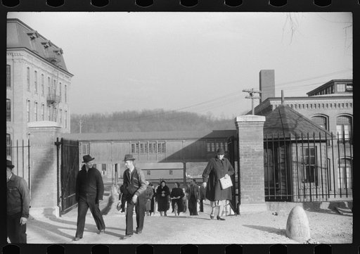 Untitled photo, possibly related to: At the change of the shift at the Penomah Mills Inc., Taftville, Connecticut
