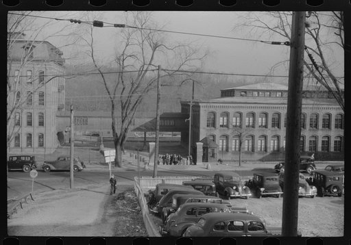 Untitled photo, possibly related to: At the change of the shift at the Penomah Mills Inc., Taftville, Connecticut