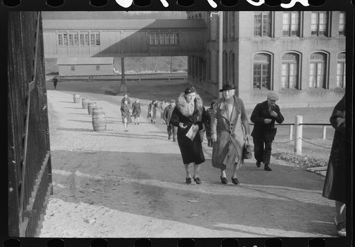 Untitled photo, possibly related to: At the change of the shift at the Penomah Mills Inc., Taftville, Connecticut