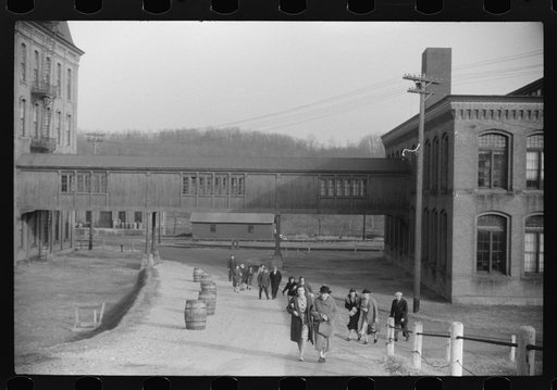 Untitled photo, possibly related to: At the change of the shift at the Penomah Mills Inc., Taftville, Connecticut