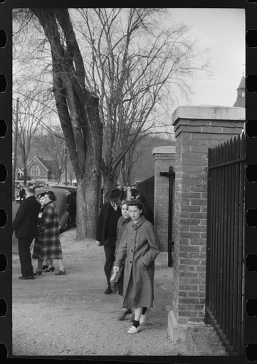 Untitled photo, possibly related to: Young workers waiting to go into work at the Penomah Mills Inc., Taftville, Connecticut