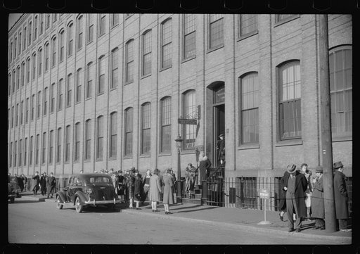 Employees leaving Brown and Sharpe Manufacturing Company, Providence, Rhode Island