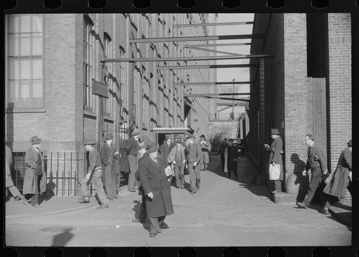 Employees leaving Brown and Sharpe Manufacturing Company, Providence, Rhode Island