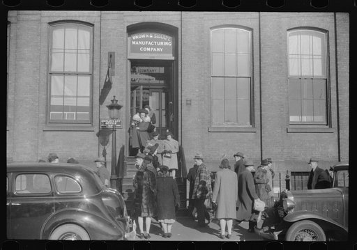 Employees leaving Brown and Sharpe Manufacturing Company, Providence, Rhode Island