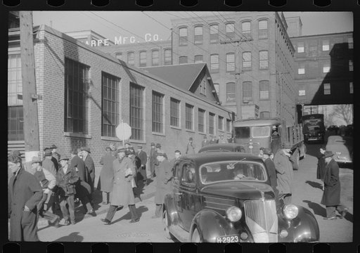 Employees leaving Brown and Sharpe Manufacturing Company, Providence, Rhode Island