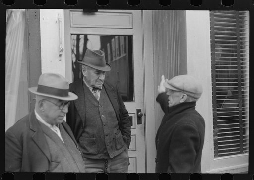 Untitled photo, possibly related to: Men outside of a beer parlor in Jewett City, Connecticut