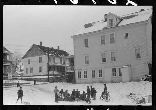 Untitled photo, possibly related to: Children sledding, Jewett City, Connecticut
