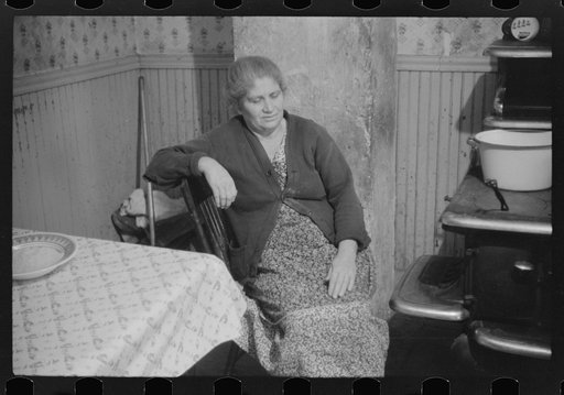 Mrs. Rambone, wife of Italian FSA (Farm Security Administration) client, market gardener and dairy farmer. Johnston, Rhode Island