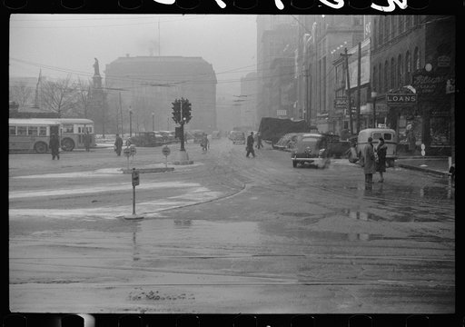 Snow and slush in downtown Providence, Rhode Island