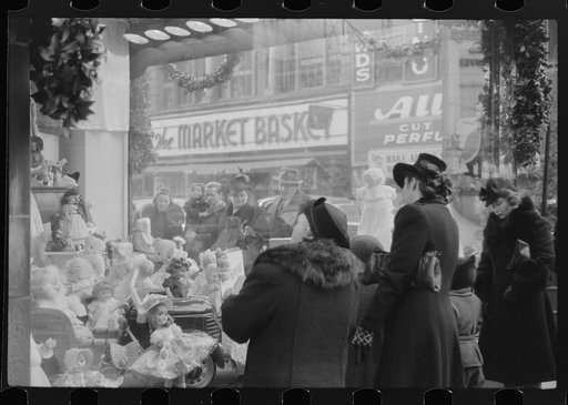 Untitled photo, possibly related to: Window shoppers watching toy display in downtown Providence, Rhode Island