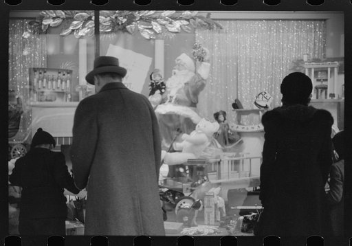 Untitled photo, possibly related to: Window shoppers watching toy display in downtown Providence, Rhode Island