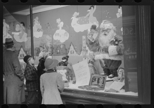 Untitled photo, possibly related to: Window shoppers watching toy display in downtown Providence, Rhode Island