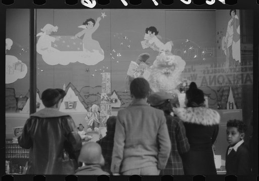 Untitled photo, possibly related to: Window shoppers watching toy display in downtown Providence, Rhode Island
