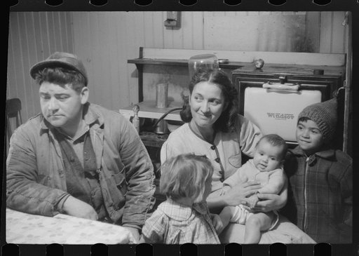 Untitled photo, possibly related to: Wife and children of Dennis Decosta, Portuguese FSA (Farm Security Administration) client, owns twelve cows on a small farm in Little Compton, Rhode Island