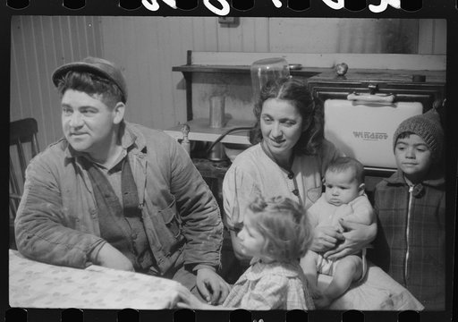 Untitled photo, possibly related to: Wife and children of Dennis Decosta, Portuguese FSA (Farm Security Administration) client, owns twelve cows on a small farm in Little Compton, Rhode Island