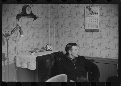 Mr. Carpentier, French-Canadian FSA (Farm Security Administration) client. He works at a mill in Woonsocket and runs an eleven-acre farm with one cow and one pig. Slatersville, Rhode Island