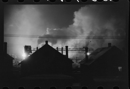 Untitled photo, possibly related to: The Bessemers "blooming" at the Jones and Laughlin Steel Company in Aliquippa, Pennsylvania