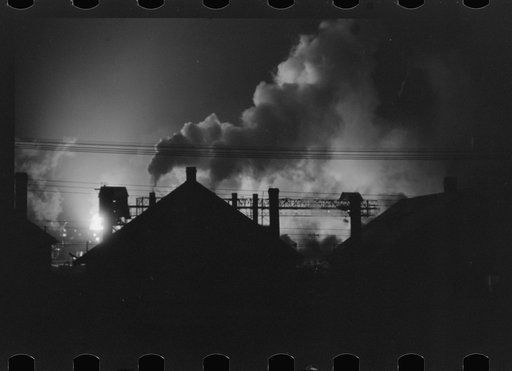 Untitled photo, possibly related to: The Bessemers "blooming" at the Jones and Laughlin Steel Company in Aliquippa, Pennsylvania