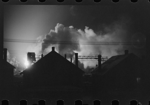 Untitled photo, possibly related to: The Bessemers "blooming" at the Jones and Laughlin Steel Company in Aliquippa, Pennsylvania
