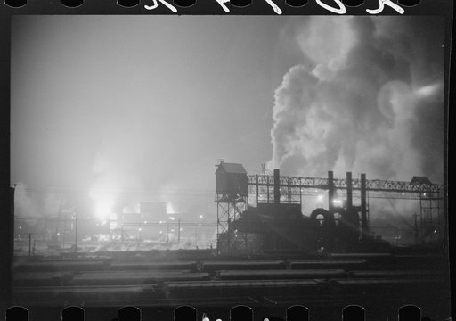 Untitled photo, possibly related to: The Bessemers "blooming" at the Jones and Laughlin Steel Company in Aliquippa, Pennsylvania