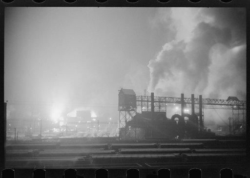 Untitled photo, possibly related to: The Bessemers "blooming" at the Jones and Laughlin Steel Company in Aliquippa, Pennsylvania