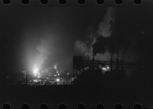 Untitled photo, possibly related to: The Bessemers "blooming" at the Jones and Laughlin Steel Company in Aliquippa, Pennsylvania