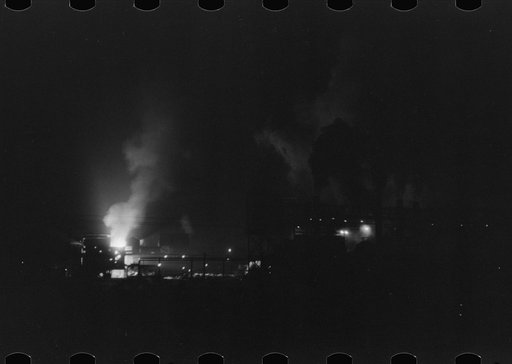 Untitled photo, possibly related to: The Bessemers "blooming" at the Jones and Laughlin Steel Company in Aliquippa, Pennsylvania