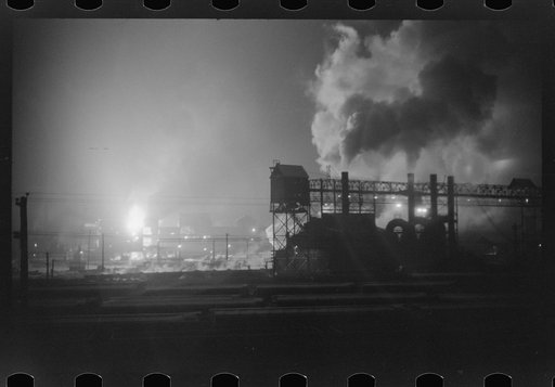 Untitled photo, possibly related to: The Bessemers "blooming" at the Jones and Laughlin Steel Company in Aliquippa, Pennsylvania