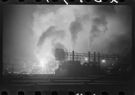 Untitled photo, possibly related to: The Bessemers "blooming" at the Jones and Laughlin Steel Company in Aliquippa, Pennsylvania
